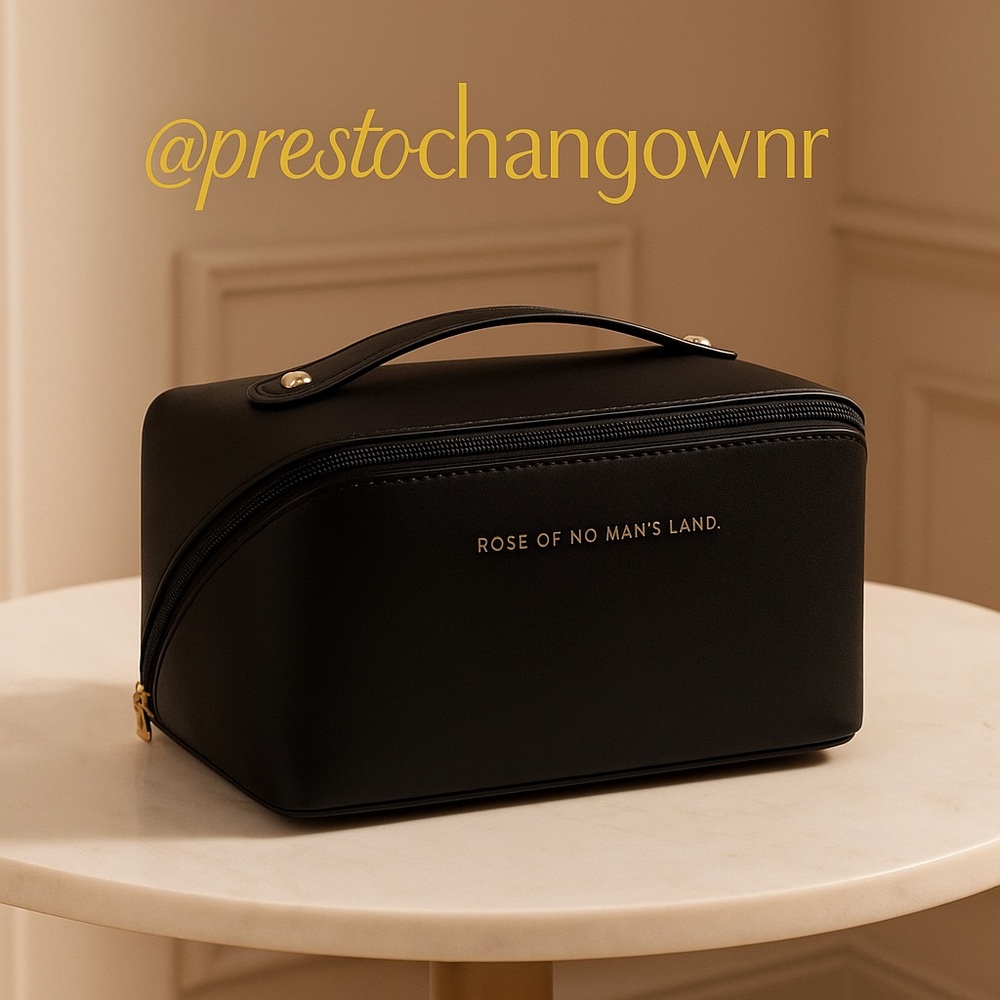 Black “Rose of No Man’s Land” Multi-Compartment Cosmetic Bag NWOT